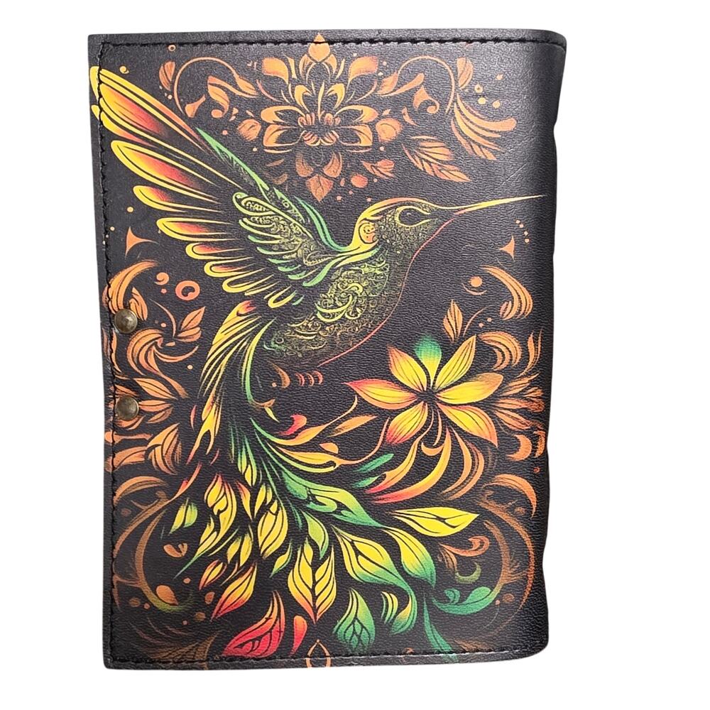 Leather Journal Diary Metal Clasp 5 x 7 Vintage Paper 200 pages Hummingbird